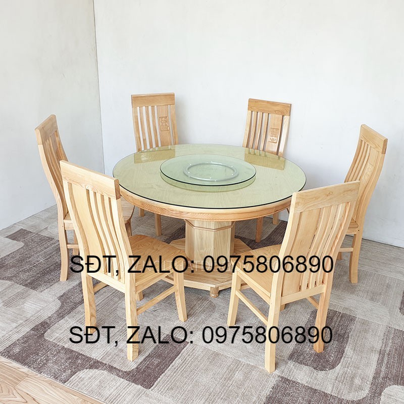 BỘ BÀN ĂN TRÒN 6 GẾ GỖ SỒI TỰ NHIÊN, BỘ BÀN ĂN XOAY , BỘ BÀN ĂN CAO CẤP .