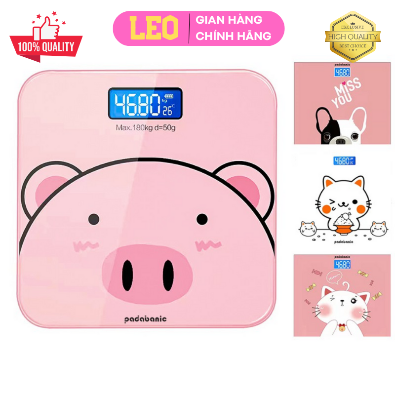 Cân điện tử bé heo xinh xắn - cân điện tử thông minh 180kg - cân hình heo, cân heo, đo nhiệt độ phòng chính xác 100% - mặt kính hình heo