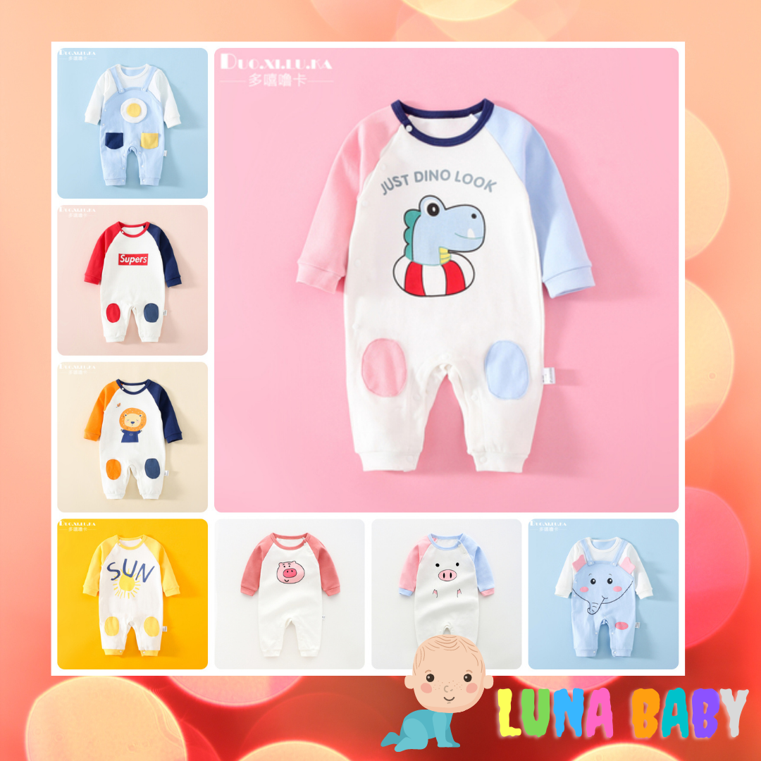 Quần áo trẻ em Bộ body dài tay in hình động vật cho bé trai bé gái Mẫu L.A2021