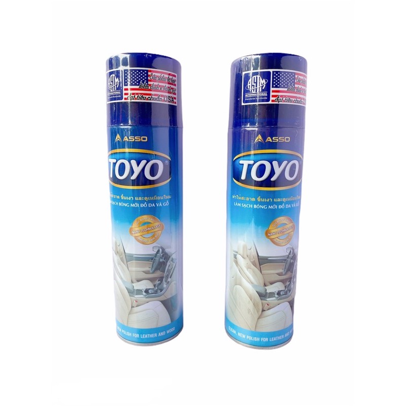 Combo 2 chai Bình xịt bóng da, gỗ, nội thất ô tô Toyo