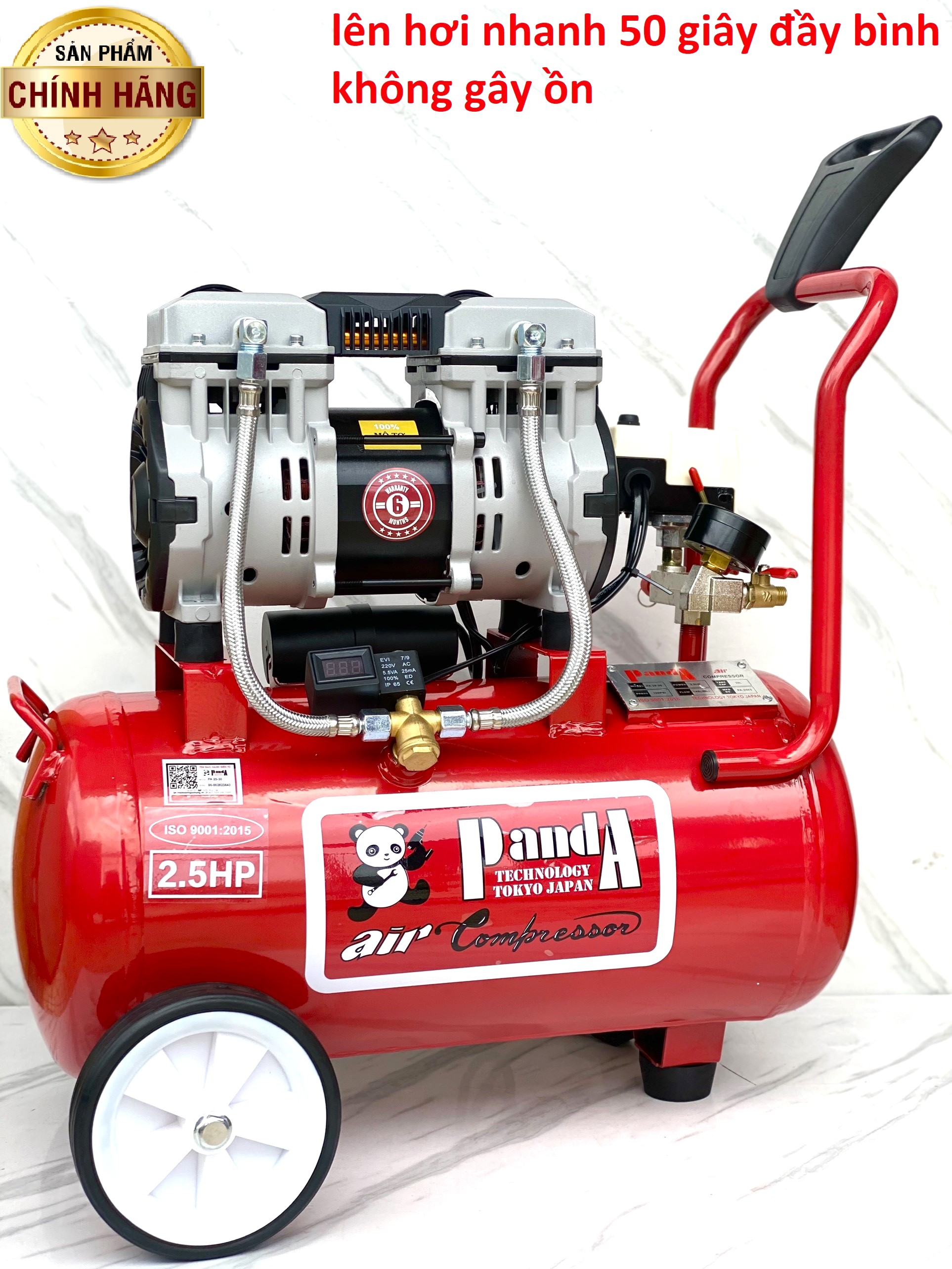 Máy nén khí Panda Không dầu 30lit 2.5hp lên hơi cực nhanh không gây ồn