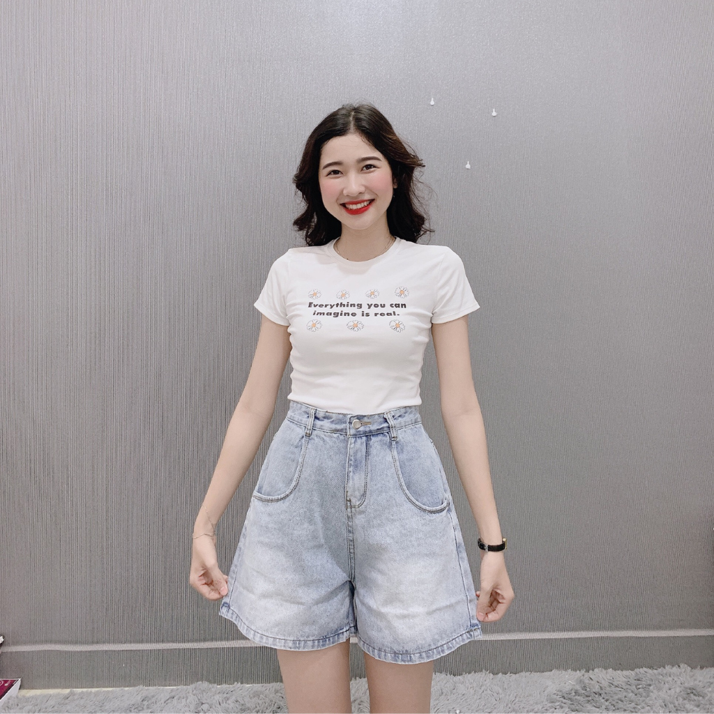 Quần short nữ chất jean cao cấp,quần đùi lững ngố lưng cao ống rộng có bigsize tới 70kg