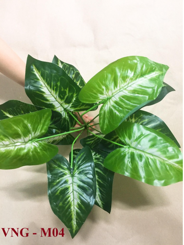 Cây trang trí tường cây giả - Cây môn xanh trang trí , 40cm, 12 nhánh lá - M04