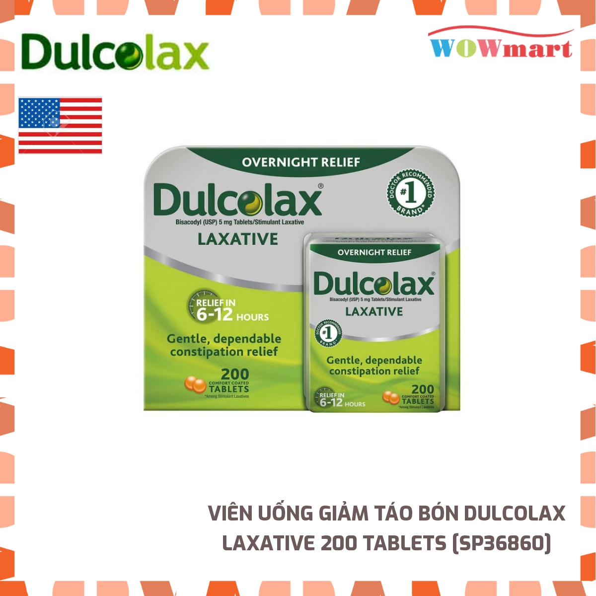 Viên uống tгị táo bón Dulcolax Laxative 200 Tablets - [MỸ]