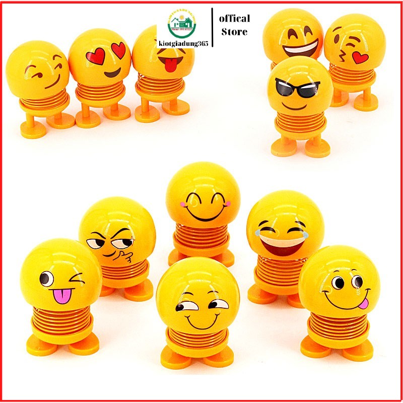 Combo 2 thú nhún Emoji lò xo mẫu ngẫu nhiên,Thú nhún lò xo sinh động tạo hình trên xe ô tô ,trưng bày xe máy xe đạp Thú Nhún Emoji Con Lắc Lò Xo - Cảm Xúc - Siêu Chất - Siêu Vui