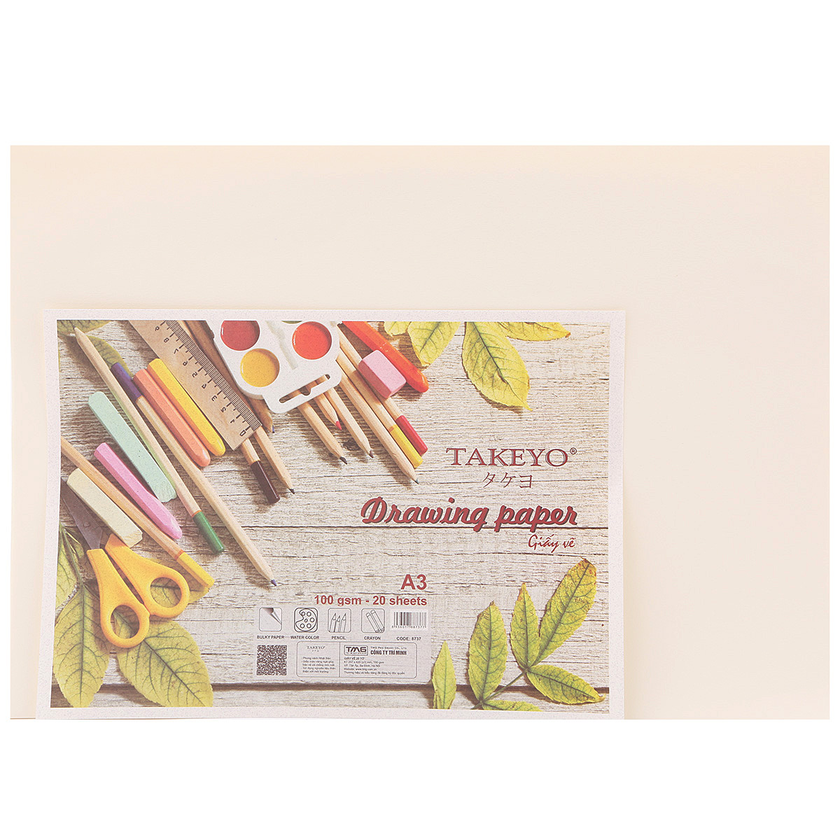 Giấy vẽ-Sketch paper cao cấp Takeyo khổ A3 100gsm-20 tờmàu vàng ngàphong cách Nhật Bản