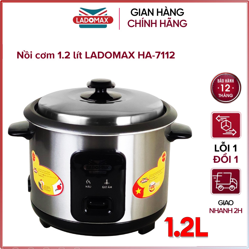 Nồi cơm điện nắp rời 1.2 lít ladomax ha-7112