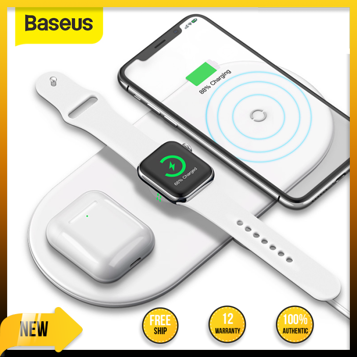Bộ sạc không dây Baseus Smart 3 in 1 Wireless Charger For Phone, Apple Watch, Airpods (18W Max, Wireless Quick Charger)