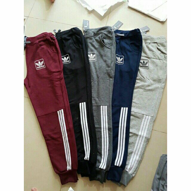 Quần Thể Dục Nam 3 Sọc Bó Ống Phong Cách Thể Thao