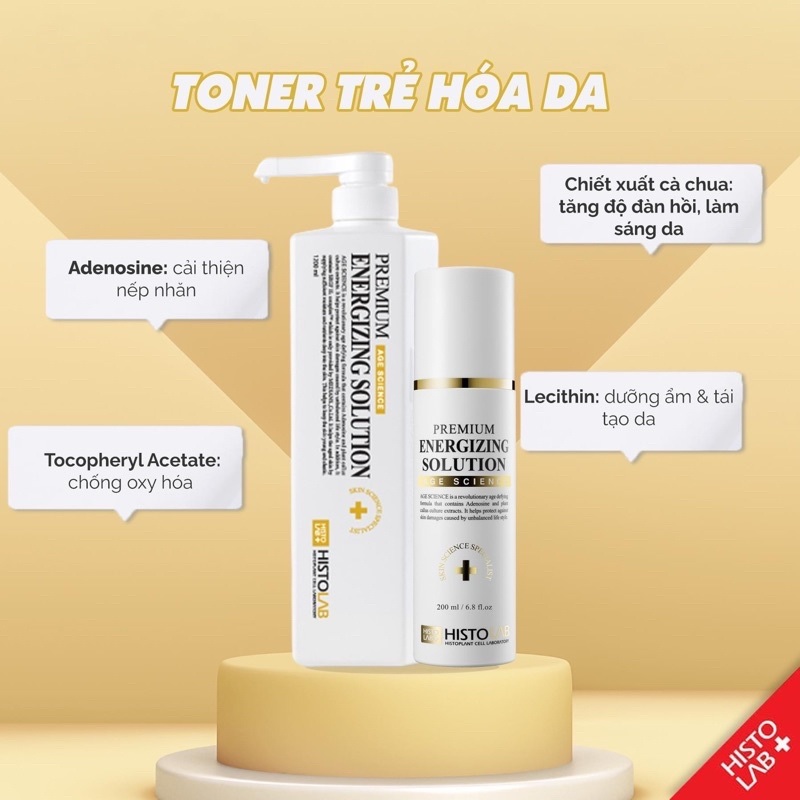 Toner nước hoa hồng trẻ hóa da - histolab premium energizing solution age science