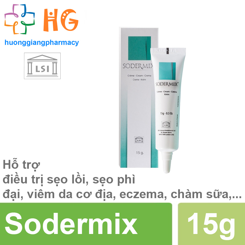Kem bôi sẹo Sodermix - Hết viêm, giảm ngứa, giảm mẩn đỏ, dưỡng ẩm, làm sáng da, khôi phục vùng da bị tổn thương(Tub 15g)