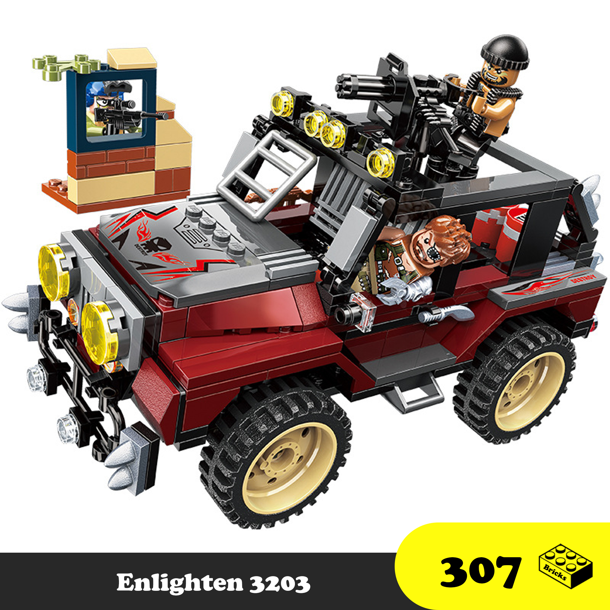 Lego lắp ráp xe tải Humvee địa hình, Đồ chơi trẻ em Heavy Truck Enlighten 3203, Xếp hình thông minh [307 Mảnh ghép] Quà cho học sinh
