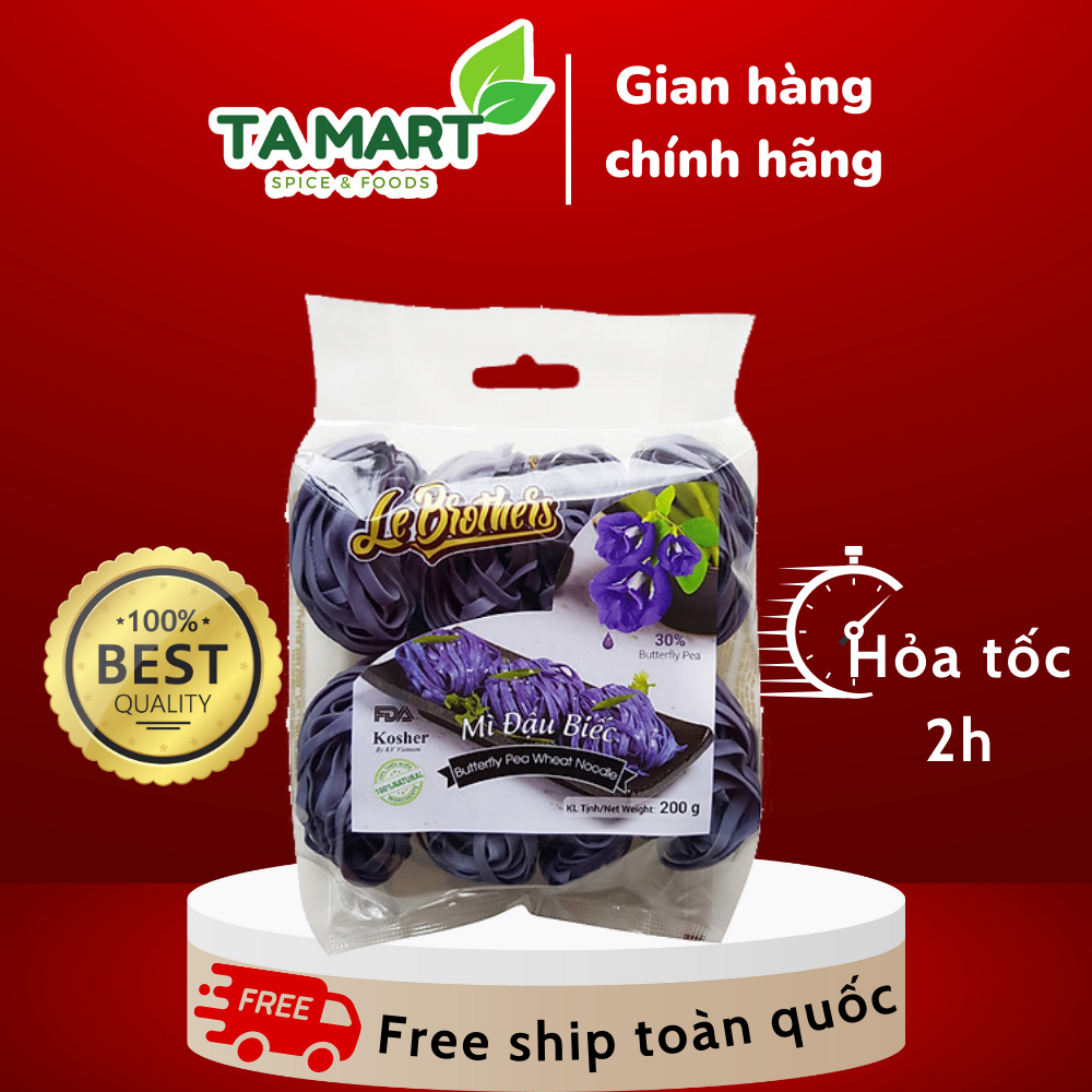 Mì đậu biếc Le Brother túi 200g - Duy Anh Foods - Le Brothers Vegetable Butterfly Pea Wheat Noodle
