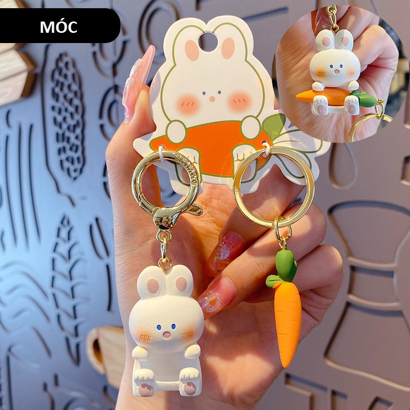Móc khóa cặp Thỏ - Cà rốt có thể tháo rời