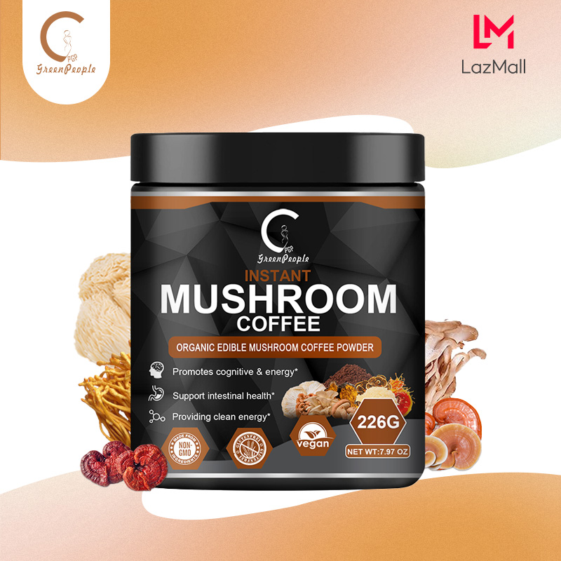 GPGP GreenPeople Mushroom Coffee Alternative Mix - Hỗ Trợ Trí Nhớ Nhận Thức, Tinh Thần Minh Triết Cải Thiện Tâm Trạng & Tăng Cường Tập Trung Bổ sung trí não và hệ miễn dịch - Bột Cà Phê Hòa Tan