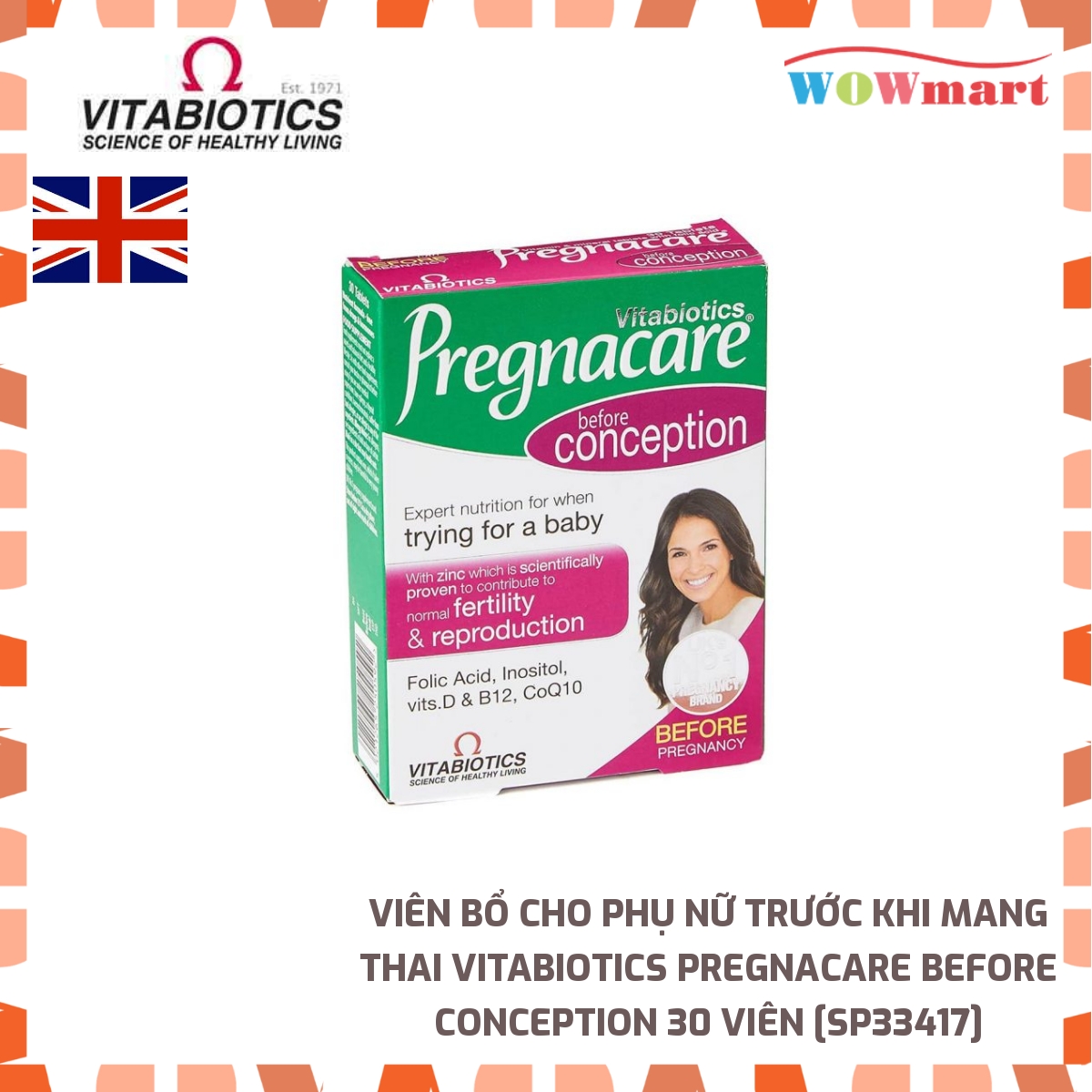 [HCM]Viên bổ cho phụ nữ trước khi mang thai Vitabiotics Pregnacare Before Conception 30 viên - [ANH]
