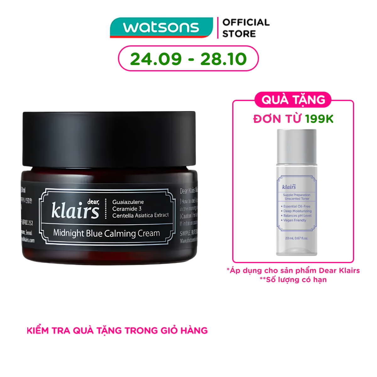 Kem Dưỡng Dear Klairs Làm Dịu Và Phục Hồi Da Midnight Blue Calming Cream 30ml