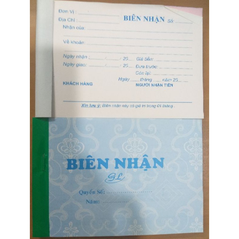 Biên nhận 2 liên 60 tờ