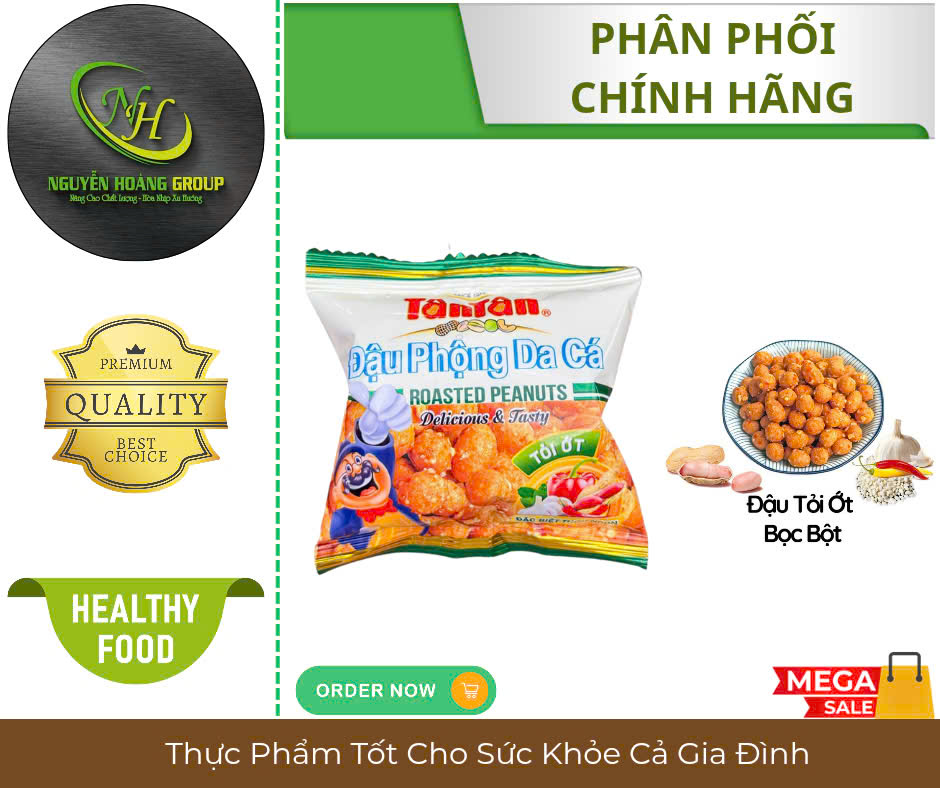 COMBO 10 GÓI - Đậu Phộng DA CÁ TỎI ỚT Tân Tân Gói 14gr