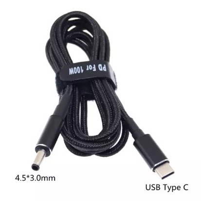 Đầu sạc PD 100W chuyển đổi cổng USB Type C sang nguồn điện DC 4.5x3.0mm / 4.5*3.0mm chuyên dụng cho laptop Dell HP MSI