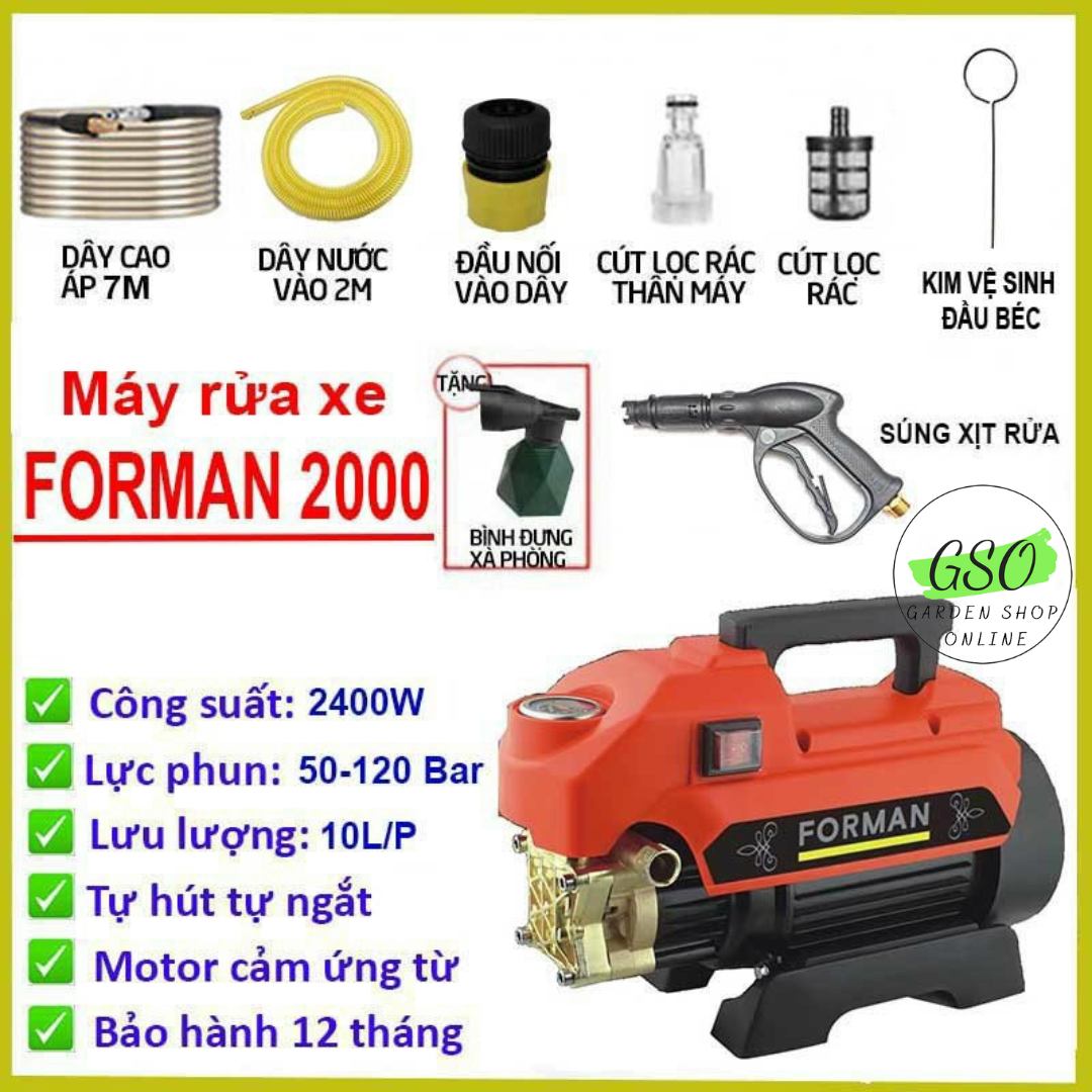 Máy rửa xe forman 2000 model 2022 - bảo hành 12 tháng