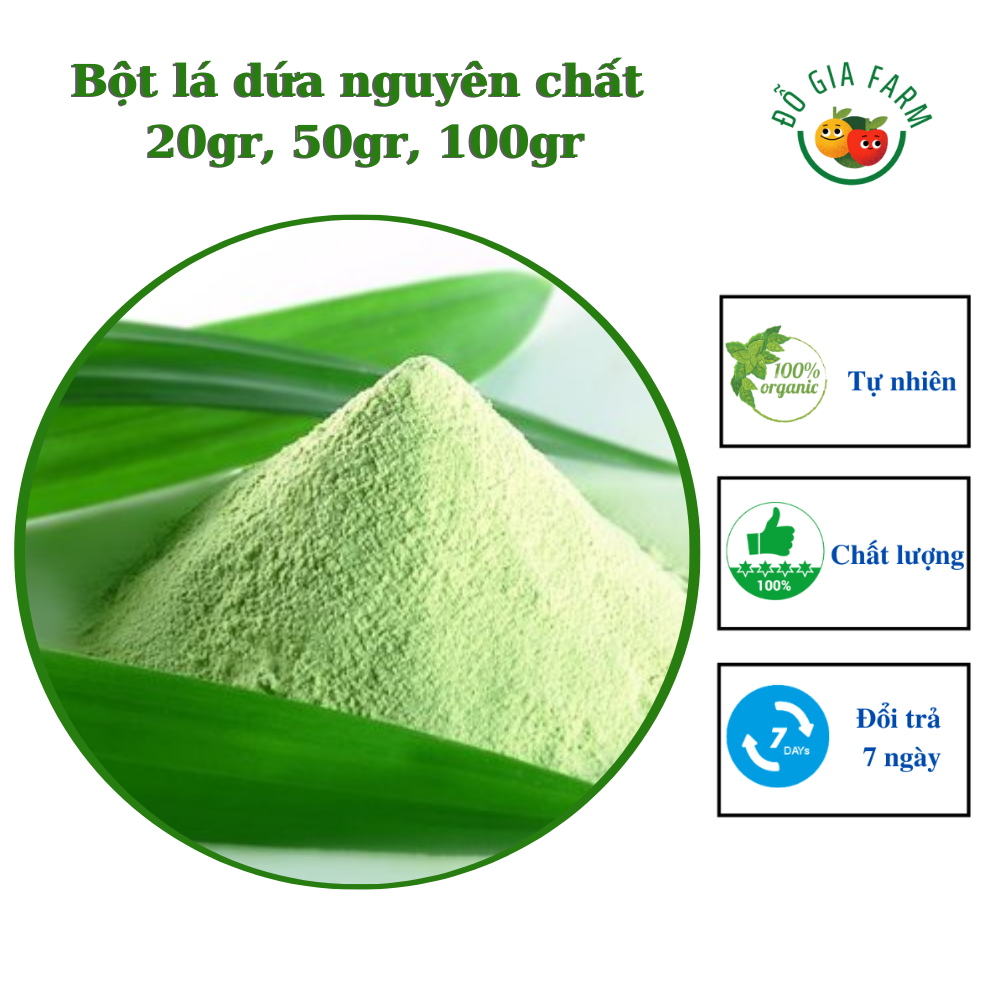 Bột lá dứa nguyên chất tạo màu - gói 20g, 50g, 100g