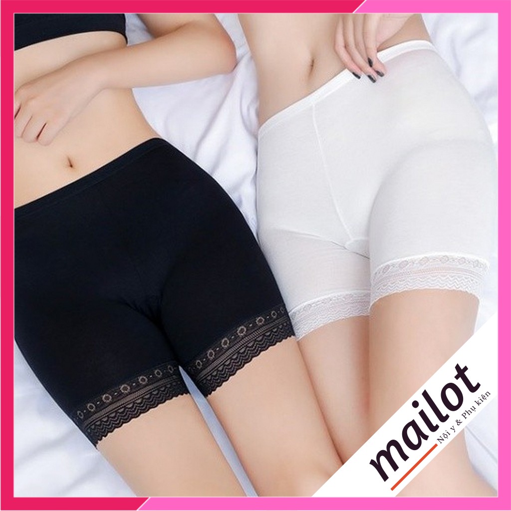 Quần Bảo hộ mặc trong váy Cotton pha viền ren Mềm mịn Co giãn Thoáng mát ngày hè - MAILOT QL046