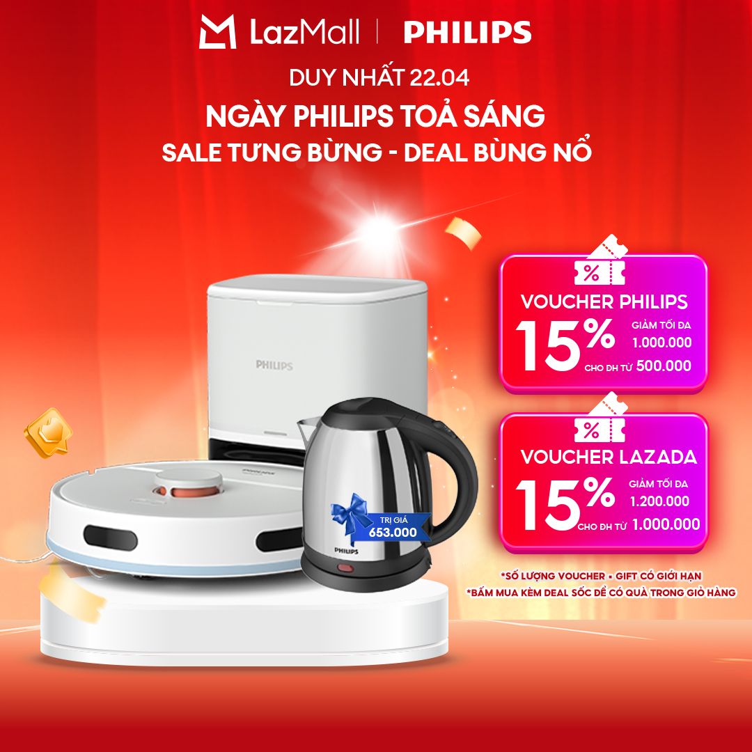 [NGÀY THƯƠNG HIỆU TỎA SÁNG DUY NHẤT 22.04] Robot hút và lau, tự đổ rác Philips XU2100/25​ điều hướng laser 360 độ - Hàng Chính Hãng