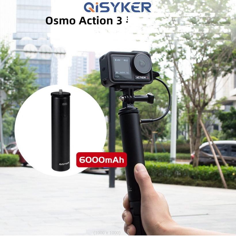 Tay cầm Gopro 12 dung lượng 6000mah làm sạc dự phòng cho gopro OSMO POCKET DJI Action 3/4