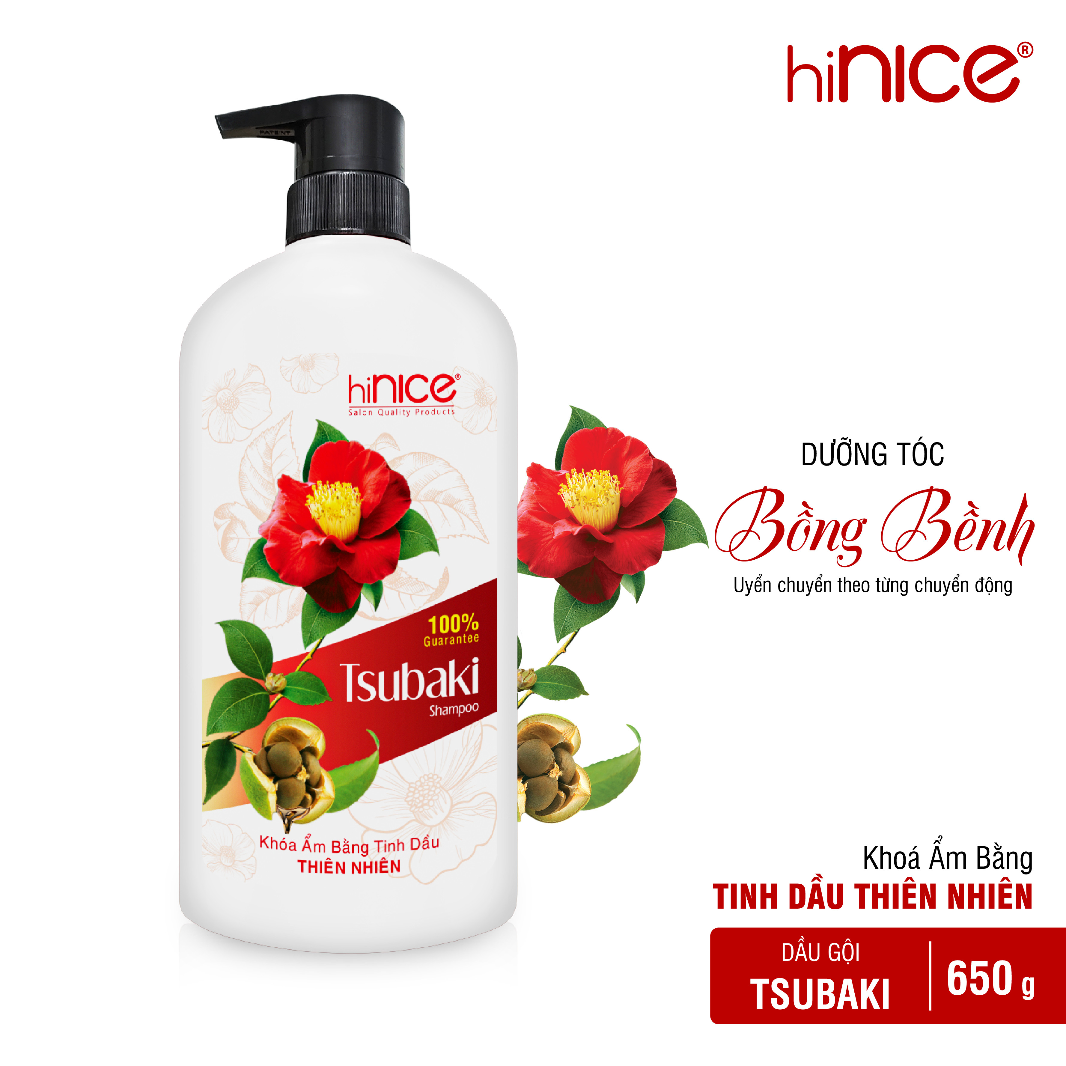 Dầu gội dưỡng tóc hiNICE Tsubaki suôn mượt bồng bềnh 650g
