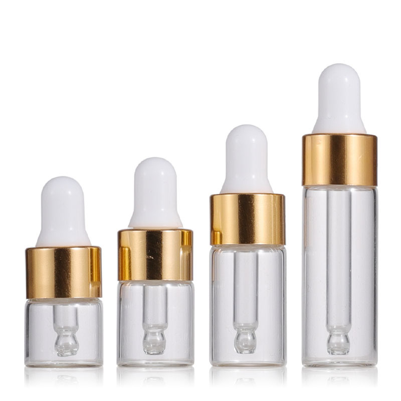 Combo 10 lọ chiết serum thủy tinh cao cấp mạ vàng - Chai chiết serum 1ml, 2ml, 3ml, 5ml