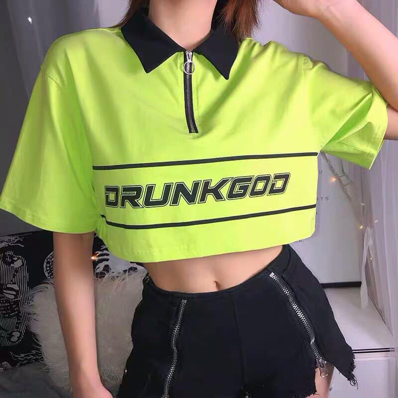Áo croptop nữ in hình drunkgod cực hot