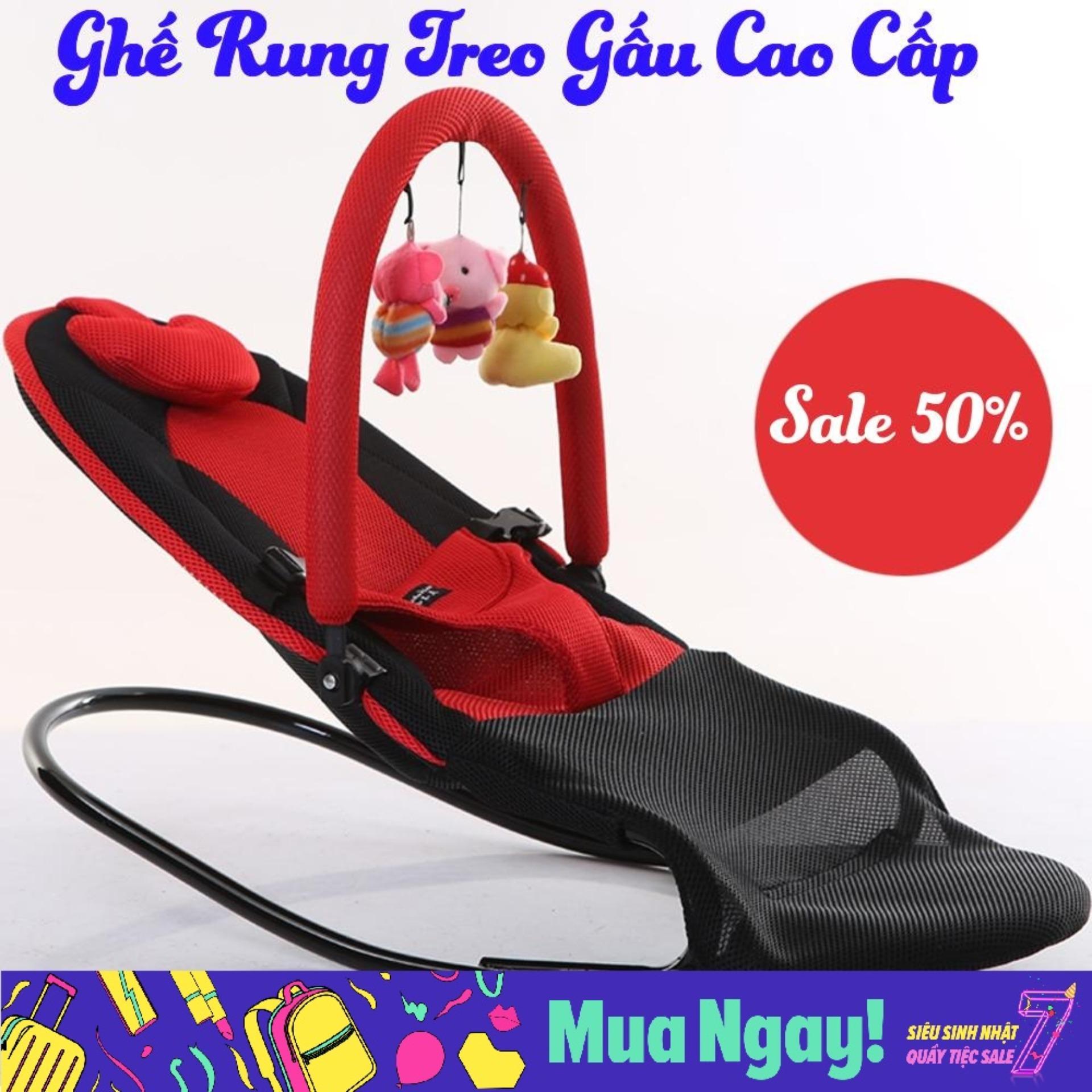 Ghế Rung, Ghế Ăn Dặm, Ghế Rung Treo Gấu Loại Đắt Cho Bé, Khung Thép Lót Vải Lưới Mềm Thoáng Khí, Thiết Kế Nhiều Tư Thế Như Ngủ, Ăn, Chơi, Ngồi Tiện Ích - Bảo Hành 12 Tháng Lỗi 1 Đổi 1