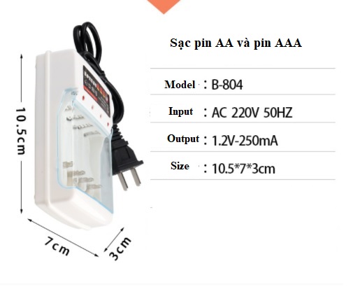 Sạc pin tiểu AA, AAA siêu nhanh cho đồng hồ, chuột máy tính, máy ảnh, điều khiển từ xa