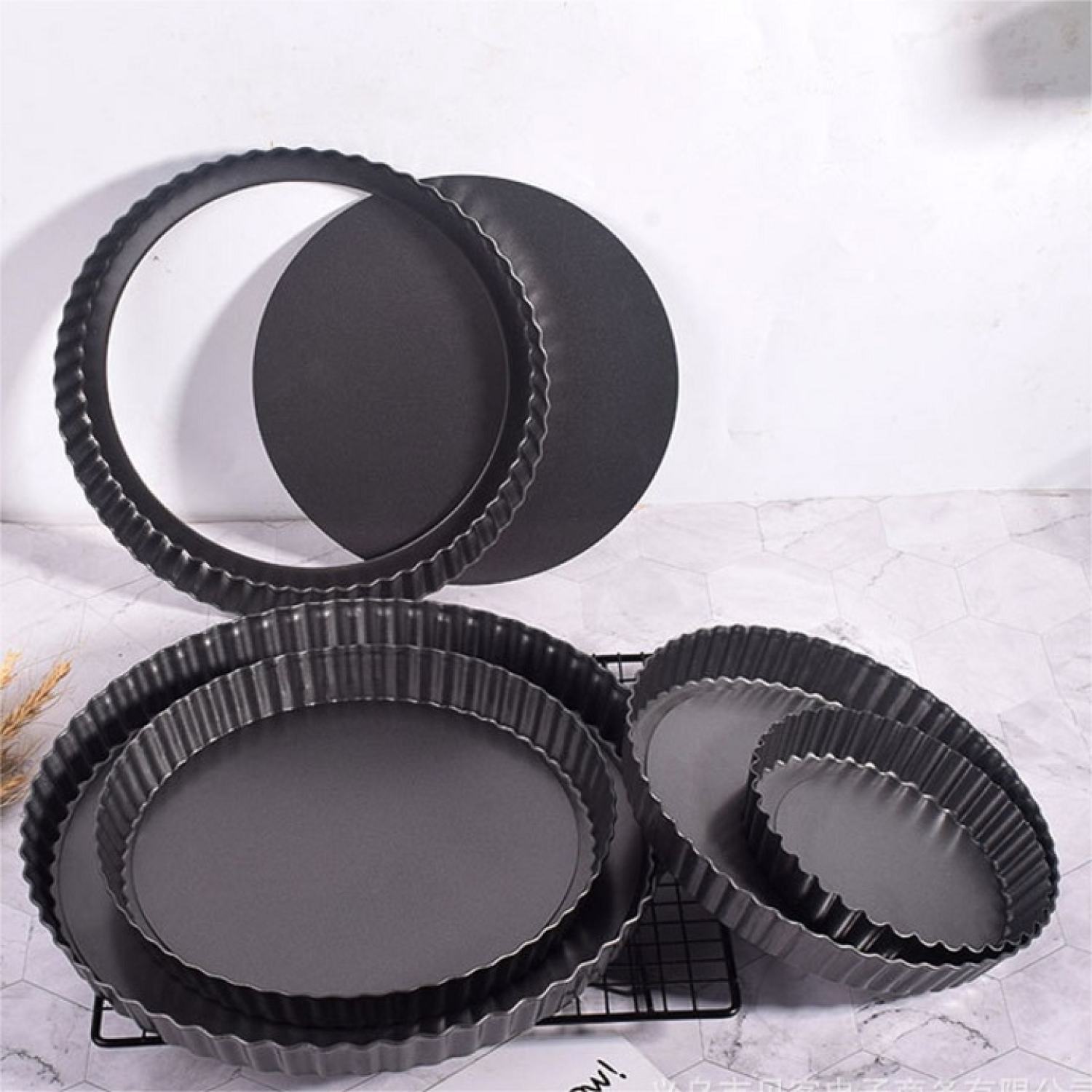 Khuôn tart trứng bánh pizza tròn chống dính đế rời kích thước 24cm 26cm 30cm 32cm chất lượng cao - tartcir