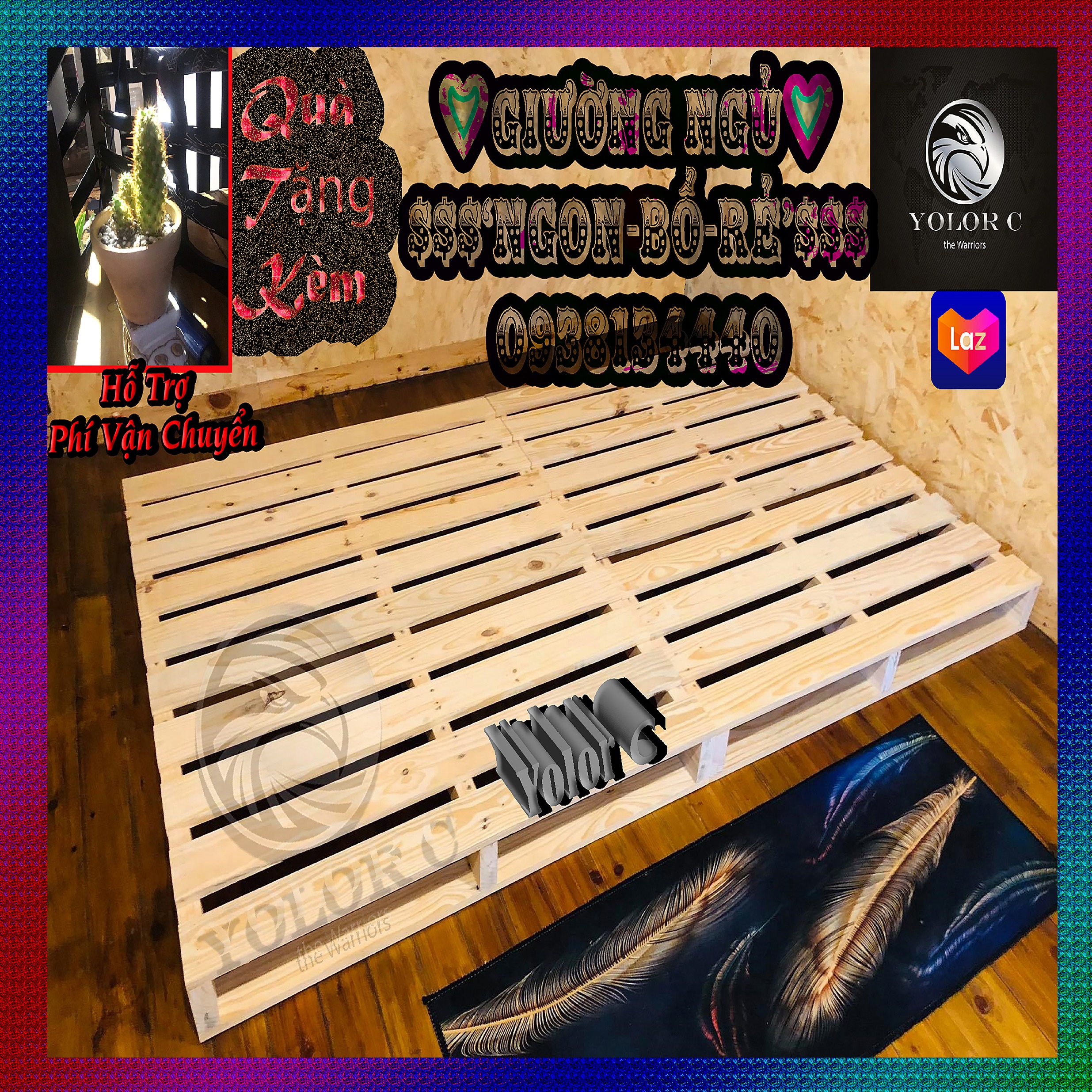 Others Giường Ngủ Pallet Gỗ Thông Xếp Gọn Thông Minh YOLOR C