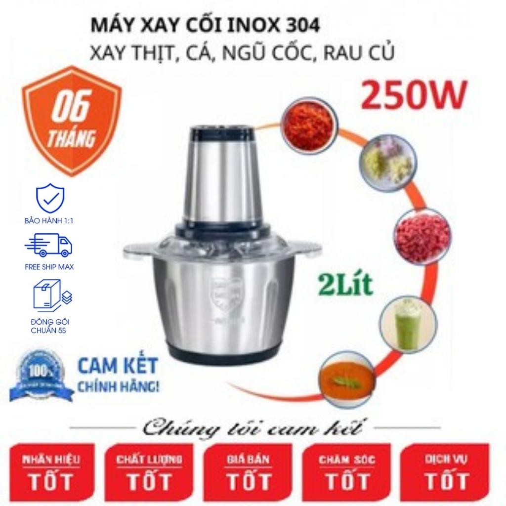 Máy xay thịt, máy xay thịt đa năng, Máy xay sinh tố cầm tay, Cối xay thịt INOX 304, máy xay thịt bằng 4 lưỡi dao bằng thép không rỉ, dung tích 2L, công suất 250W, nhiều chế độ xay, chống vỡ bền bỉ, máy xay rau củ, cá, Tỏi Ớt,... Đa Năng