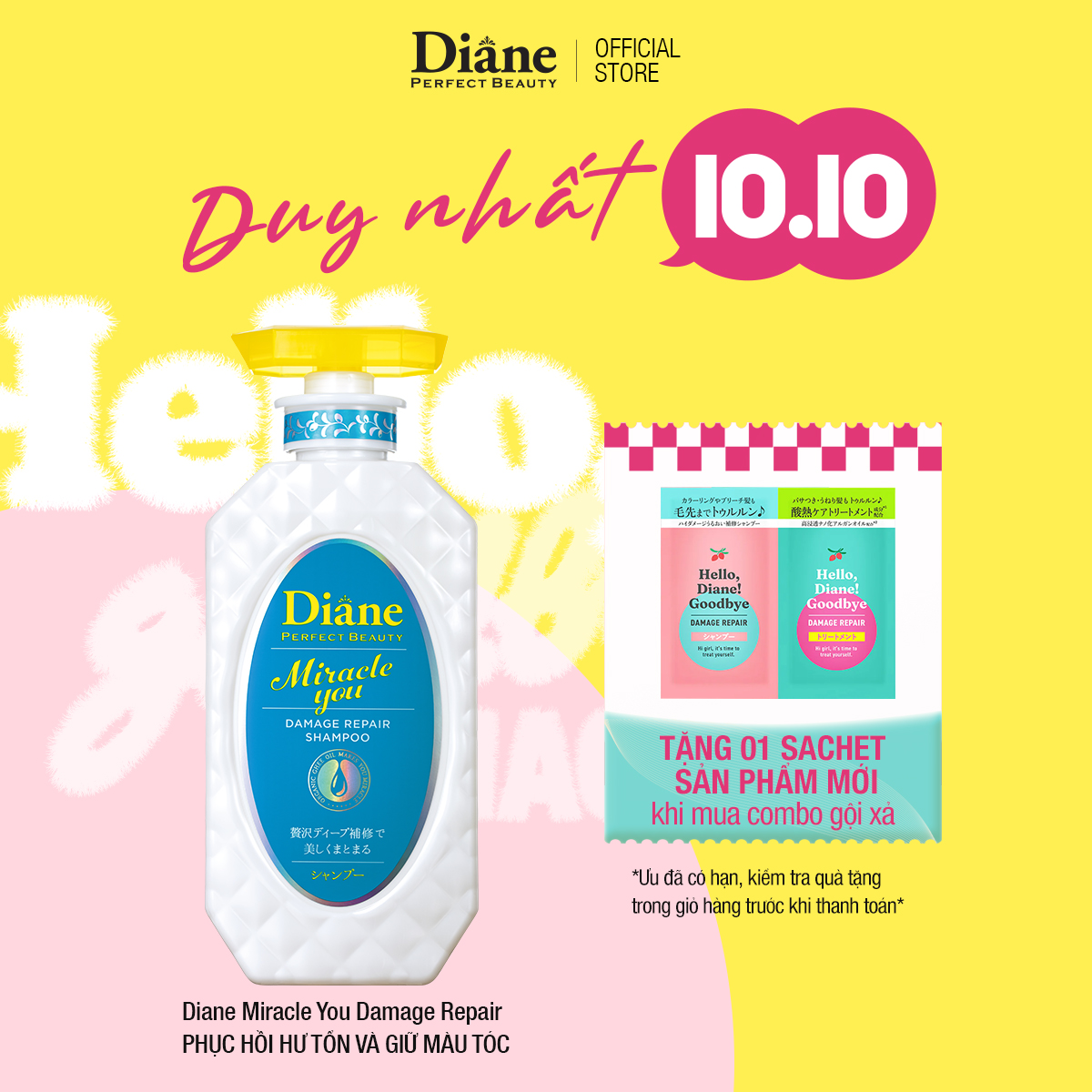 Dầu gội Phục Hồi Hư Tổn Cho Tóc Nhuộm Tóc Tẩy Diane Perfect Beauty Miracle You Damage Repair 450ml