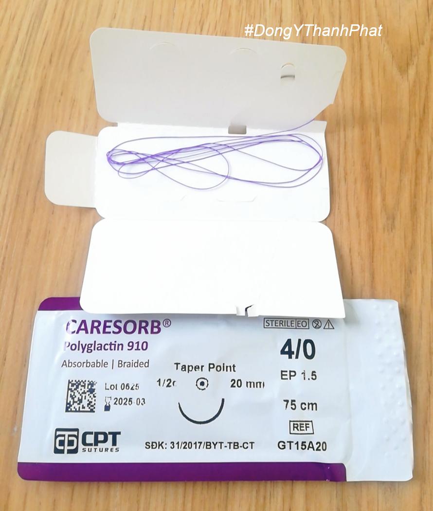 Chỉ catgut tự tiêu CPT CARESORB, dùng trong châm cứu, phẩu thuật, thẩm mỹ, dài 75cm, 1 tép