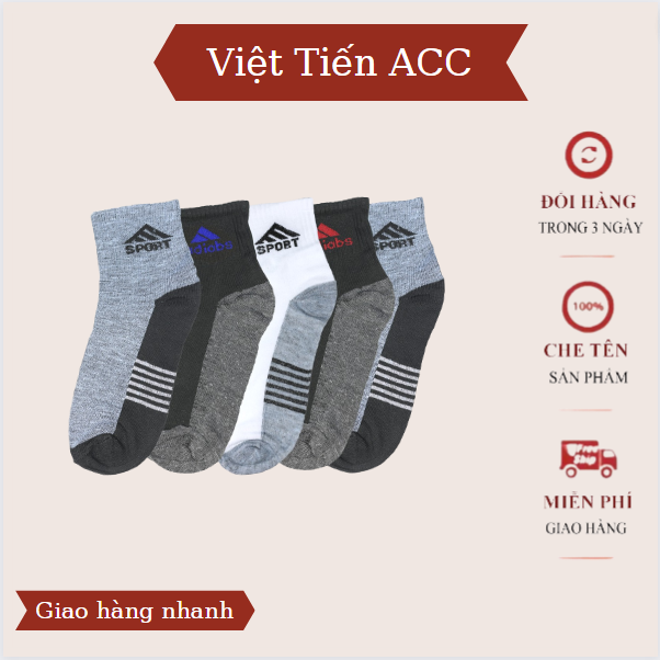 Sét 10 đôi tất,vớ nam cao cổ hàng đẹp chất liệu cotton dày dặn,mềm mại,co giãn ,thấm hút mồ hôi tốt tạo sự thỏa mái khi sử dụng với thiết kế cổ cao,chun mềm mại AC-204 Việt Tiến