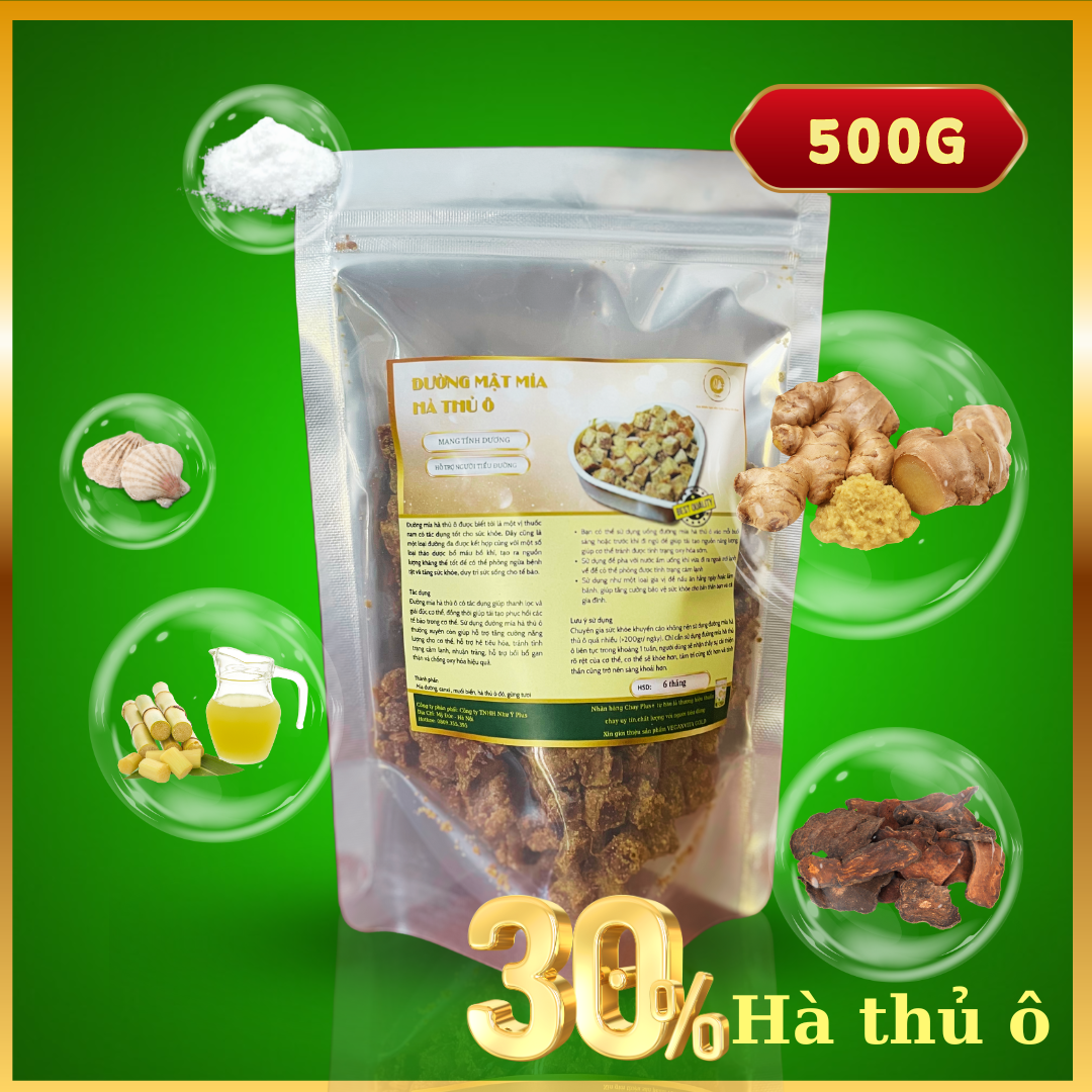 Đường mật mía hà thủ ô 500g loại 30% hà thủ ô Chay Plus+ Từ nhà sản xuất
