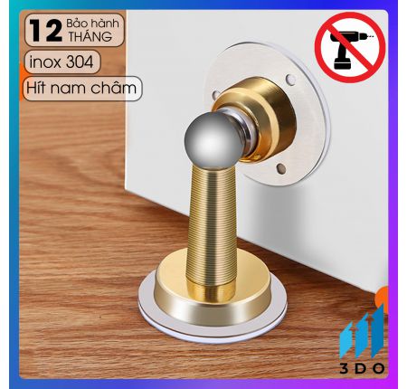 [SIÊU RẺ - HỎA TỐC 2H] Bộ Chặn Cửa Cao Cấp 3DO Inox 304 Không Gỉ, Không Khoan Đục Sử Dụng Băng Dính 3M - Nam Châm Hút Cực Mạnh.