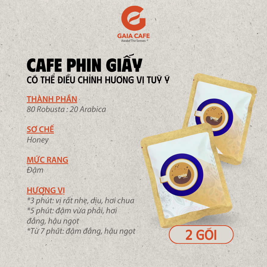 Cà phê phin giấy Gaia Cafe | Cafe Robusta và Arabica rang xay nguyên chất
