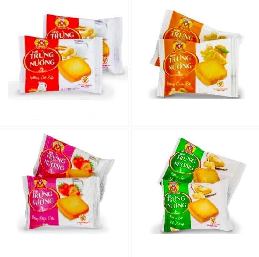 Túi 500g Bánh trứng nướng TỨ VỊ TRÁI CÂY sữa tươi, BƠ SỮA tươi - DÂU SỮA tươi - BƠ SẦU RIÊNG tươi - CAM BƠ, giòn tan