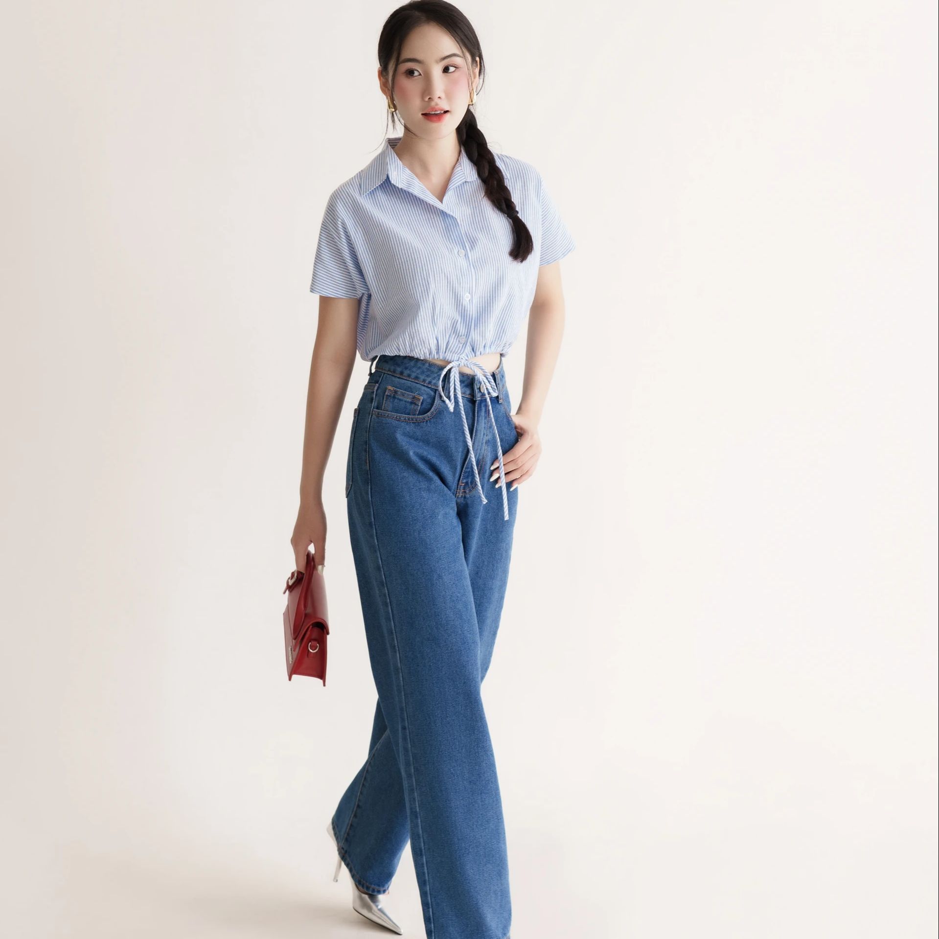 Quần Jeans ống rộng phong cách Jeans Culottes Maxy Workshop