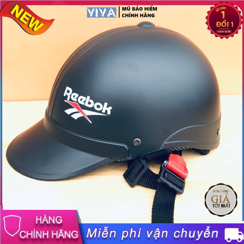 Mũ bảo hiểm lưỡi trai nam nữ cao cấp, nón bảo hiểm nửa đầu màu đen, chất lượng - bền-đẹp-Shop ViVA