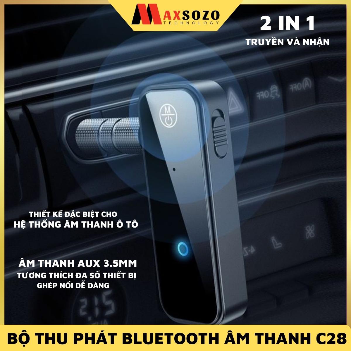 Bộ thu phát bluetooth âm thanh không dây c28 2in1 mới | thiết bị thu phát bluetooth aux 3.5mm, bộ chuyển đổi nhận và phát bluetooth, adapter âm thanh không dây 2 in 1, cho ô tô gia đình dvd máy vi tính loa tai nghe mp3