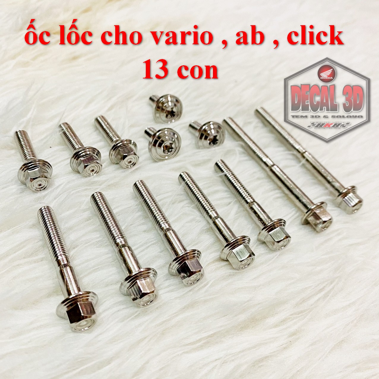 Trọn bộ 13 con ốc lốc salaya inox cho vario , click , ab 2017 , ab 2020