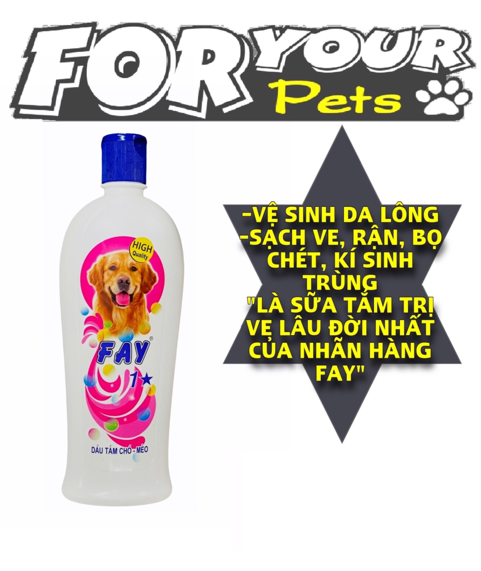 [HCM]SỮA TẮM "TRỊ VE" FAY 1 SAO 3 TRONG 1 TIỆN DỤNG CHO CHÓ MÈO (300ML)