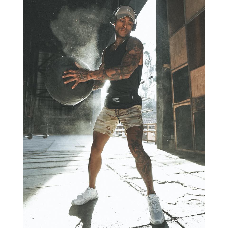 Quần short tậpp gym nam 2 lớp ASRV quần thể thao chạy bộ nam chất liệu cotton và polyeste khô thoáng thấm hút mồ hôi tuyệt đối trong quá trình vận động - BADGER GYM